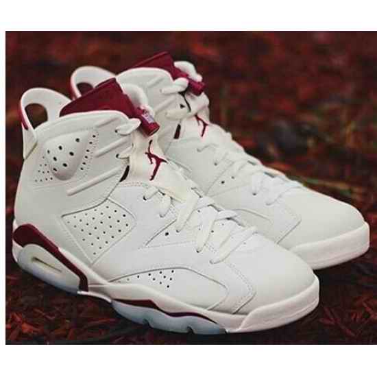 Air Jordan 6 Shoes 2014 Mens White Dark Red
